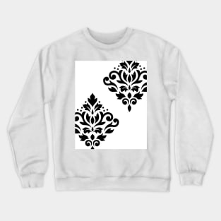 Scroll Damask Art I Black on White Crewneck Sweatshirt